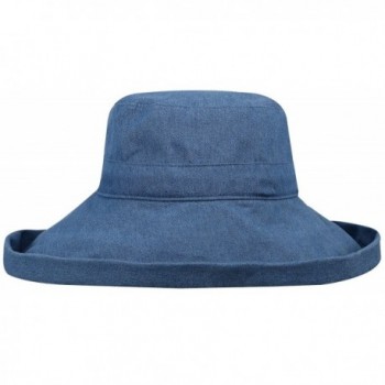 AshopZ Women's Sun Protective Foldable Wide Brim Cotton Bucket Hat - Denim Blue - CC12GV0L8AT