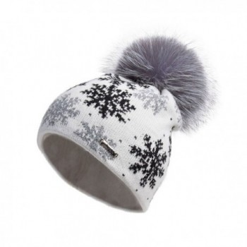 Pilipala Women Oversized Slouchy Beanie Hat by With Snowflake Pattern VC17602 - White(gray Pompom) - CJ185K9Q9IL