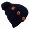 Best Winter Hats Adult Cable Knit Winter Hat W/Pom & 3 Buttons (One Size) - Black - CC11Q5DC1K5