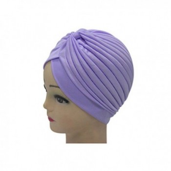 Raylans Womens Indian Style Headwrap Cap Turban Hat Cloche Chemo Hair Cover Headband - Light Purple - CS1299CH6XP