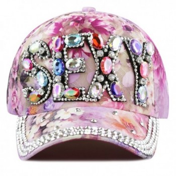 The Hat Depot 200h1031sexy Beaded Bling Sexy Letter Rhinestone Mix Color Flower Cap - Pink Mix - CS12G5I66N7