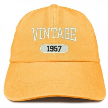 Trendy Apparel Shop Vintage 1957 Embroidered 61st Birthday Soft Crown Washed Cotton Cap - Mango - CS180WUDWZR