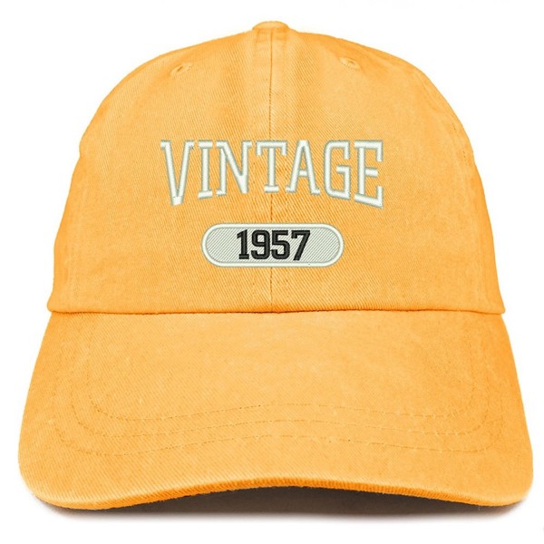 Trendy Apparel Shop Vintage 1957 Embroidered 61st Birthday Soft Crown Washed Cotton Cap - Mango - CS180WUDWZR