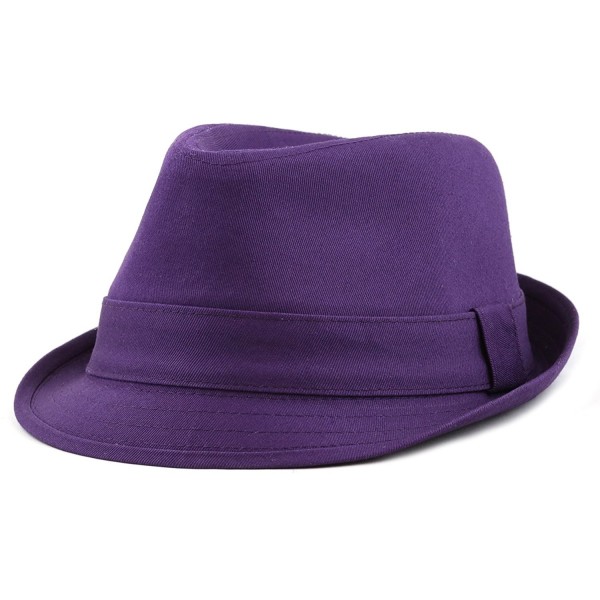 The Hat Depot 1400f 2093 100%Cotton Paisley Lining Premium Quality Fedora Hat - Purple - CQ12CQSRM9H