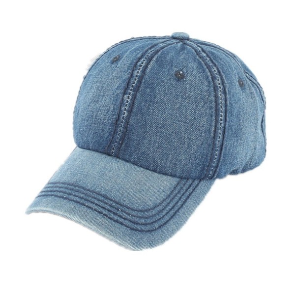 Washed Low Profile Cotton and Denim Baseball Cap Hat - Dark Blue ...