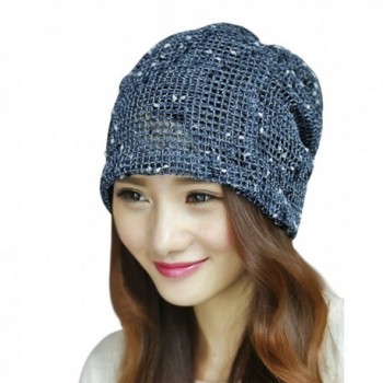 Womens Fashion Lightweight Slouchy Knit Beanie Warm Hat Stylish Headwear - Blue - C212L2SNGUV