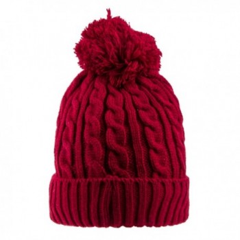 Heat Logic Womens Beanie (Wine Cable Knit With Cozy Lining and Pom) - CX183IZEHRW