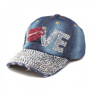 Raylans Fashion Women Bling Studded Rhinestone Crystal LOVE Lips Baseball Caps Hats - 5 - CP12JCJVZO1