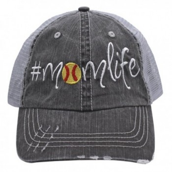 Softball Momlife Women Embroidered Trucker Style Cap Hat Rocks any Outfit - C6182M746TZ