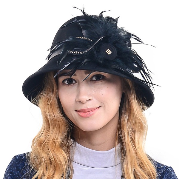 Wimdream Womens 1920s Wool Cloche Felt Bower Hat For Winter 026H - 025m-black - CN187LEKI4U