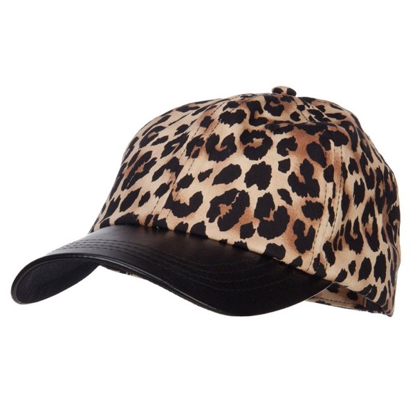 Leopard Print Cap with Leather Bill - Brown - CD12FV9472D