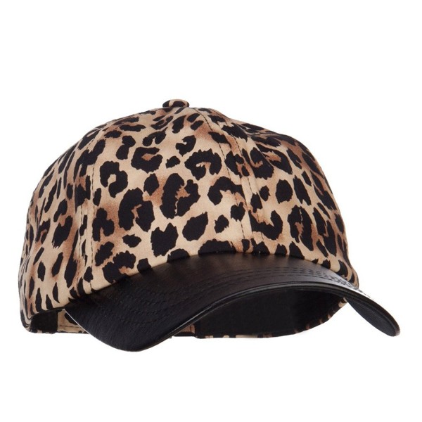 Leopard Print Cap with Leather Bill - Brown - CD12FV9472D