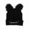 Vcenty Womens Winter Cute Warm Knitting Crochet Beanie Pompom Ski Skulls Cap Hats With Cat Ear - CG188UZRM05