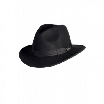 Crushable Wool Felt Fedora Hat - Black - CJ11GZJTUGH