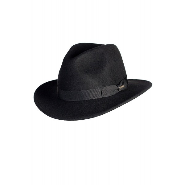 Crushable Wool Felt Fedora Hat - Black - CJ11GZJTUGH