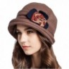 Maitose Women's Decorative Flowers Wool Bucket Hat - Tan - CE1293F32Q3