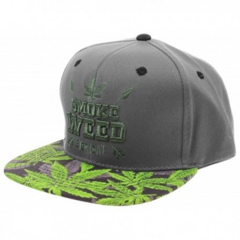 Enimay Hemp Weed Marijuana 420 Ganja Stoner Leaf Adjustable Ball Cap Hat - Marijuana Gray - CA17YDZC9S8