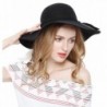 Women 100% Wool Wide Brim Cloche Fedora Floppy hat Cap - Black - CP120G8N40F