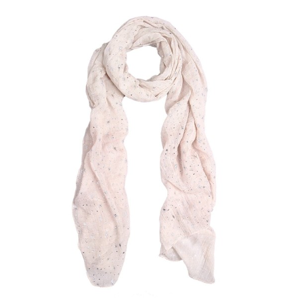 Solid Color Stars Print Stardust Glitter Scarf - Different Colors Available - Off White - CT11HJGJ14L