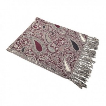 Paisley Floral Pashmina Maroon Silver in Fashion Scarves