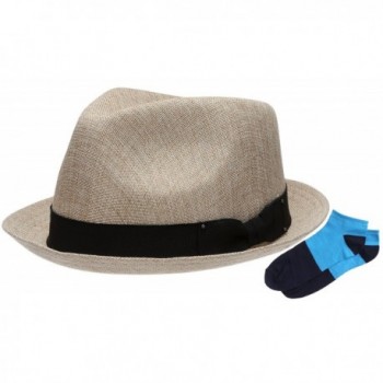Epoch Men's Summer Lightweight Linen Fedora Hat With Casual Low Cut Sock - F0960-natural - CI12F72HL1X