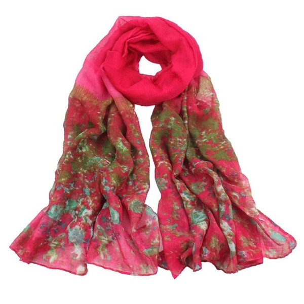 Sunward Fashion Beautiful Womens Ladies Flower Pashmina Shawl Wrap Beach Scarf - Hot Pink - C1122V1D47D