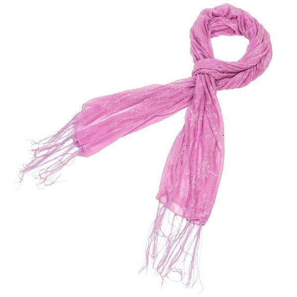 Flower with Sequin Accent Scarf - Pink - CO11MQOZDBL