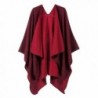 Shawl For Women Open Front Poncho Oversized Blanket Reversible Wrap Shawl Cardigan Cape Ruana Coat - Red-sol - CV186Z6Y3I3