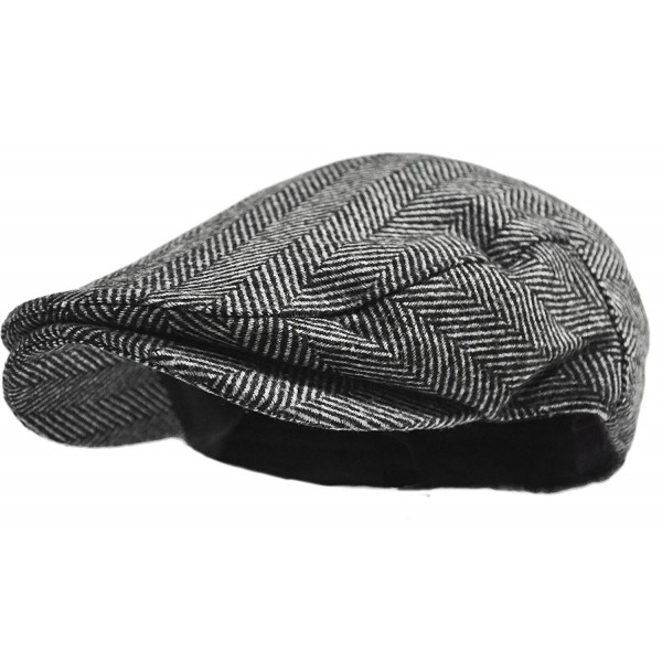 Men's Classic Herringbone Tweed Wool Blend Newsboy Ivy Hat (L/XL- Grey ...