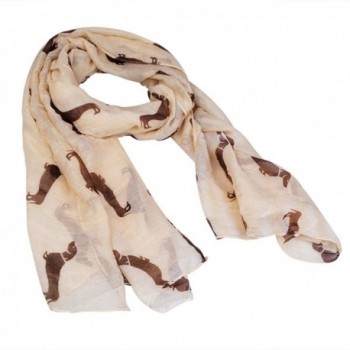 New Fashion 9 Color Animal Dachshund Dog Print Scarf Pashmina Women Scarves - Beige - C6125TLXRID