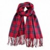 Stylish Long Plaid Cashmere Feel Blanket Lattice Grid Wrap Shawl Scarves - Red & Navy Blue - CD188KO8H39