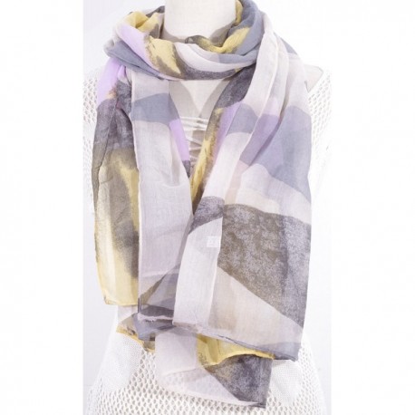 Womens Polyester Voile Scarf Geometry Pattern Soft Fashion Scarves ...