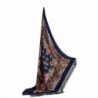 Ladies Oversized Tassel Shawl Ukrainian Polish Russian Floral Scarf 51" x 51" - Dark Sea Blue - CL17YLKZIGE