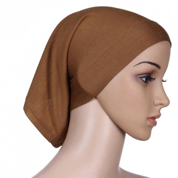Islamic Muslim Hijab Women's Head Scarf Cotton Underscarf Cover Headwrap Bonnet - Camel - CI184WDGRY9
