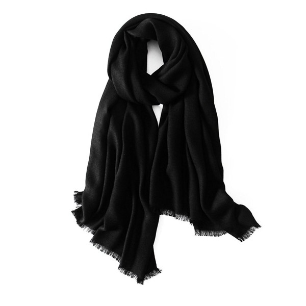 CosyZanx Women Lightweight Scarf Soft Fashion Cotton Wrap in Solid Colors - Black - CH186DSEAL0