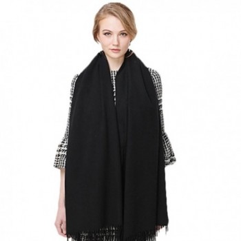 Cashmere Feel Scarf Wraps Shawl Soft Warm for Women Men - Black - CA1876UMSUM