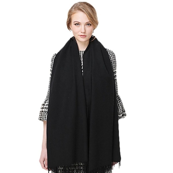 Cashmere Feel Scarf Wraps Shawl Soft Warm for Women Men - Black - CA1876UMSUM