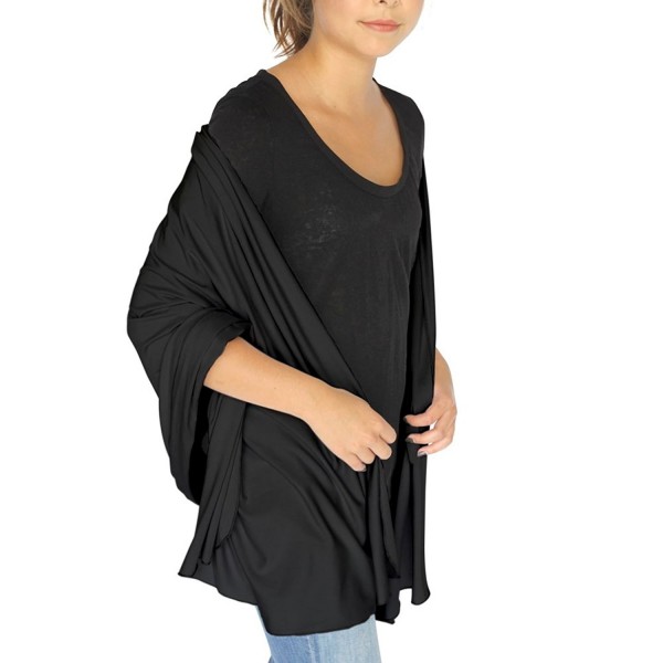 HappyLuxe Wayfarer Travel Wrap and Shawl- Cozy Travel Blanket- Built in Neck Warmer - Brushed Jet Black - C61827HYLI9