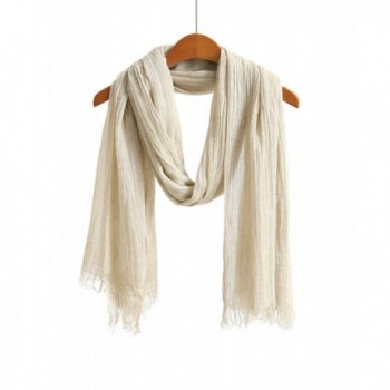 WS Natural Scarf / Shawl / Wrap Linen Feel Scarves For Men And Women. - Dark Cream - CC17YSQQ3GE