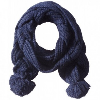 Sperry Top-Sider Women's Double Braided Scarf with Poms - Navy - CO11GR1KJIB