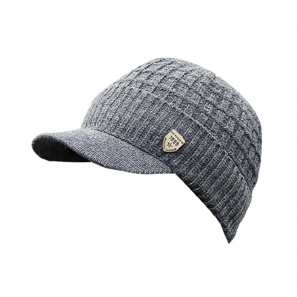 DBHAWK _men Caps Men Hat-Warm Baggy Weave Crochet Winter Wool Knit Ski Beanie Caps - Dark Gray - CS188SHR7LQ