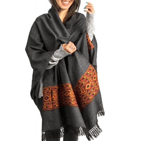 Kullu Handloom Wool Shawl Large Wrap Scarf Throw Woolen Blanket Grey Handmade - CF12IWHMFDT