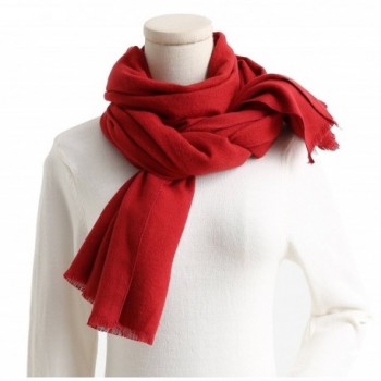 Cashmere Feel Cotton Blend Scarf / Shawl / Wrap Super Soft Large Scarves And Shawls - Red - C01853GGHDZ