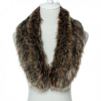 HP95(TM) Womens Warm luxury Faux Fox Fur Fluffy Collar Wrap Scarf Neck Shawl - Brown - CW128DY5227