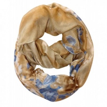 Peach Couture Retro Colorful Faded Hawaiian Hibiscus Flower Infinity Loop Scarf - Faded Gold - CT11UR6MKU7