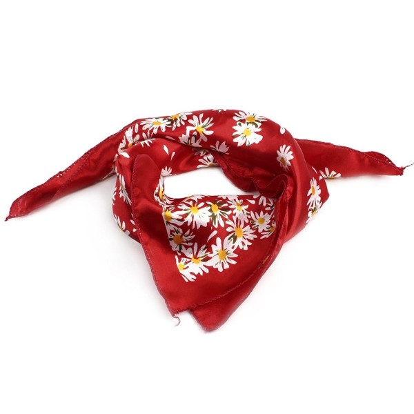 Spring Fall Flowers Print Dark Red Square Kerchief Neckercheif Neck Scarf for Ladies - Dark Red - C211FA3DB13