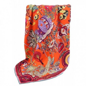 Grace Scarves 100% Silk Scarf- Large- Twill - Fairy Land- Orange - CF12NSJTSLT