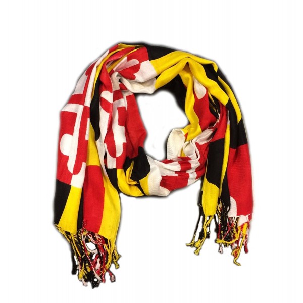 Maryland Flag Pashmina Scarf Shawl with University of Maryland Colors - CB12O4PBIE6