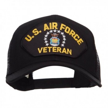 E4hats US Air Force Veteran Military Patched Mesh Cap - Black - C9124YMFN2B