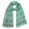 Lina & Lily Cat Kitten Print Scarf with Footprints Edges Large Size Lightweight - Mint - CD11XT85FF7